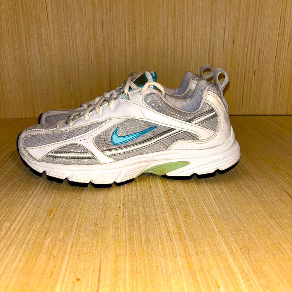 Nike Air White ,Gray & Sneakers with Blue Swoosh